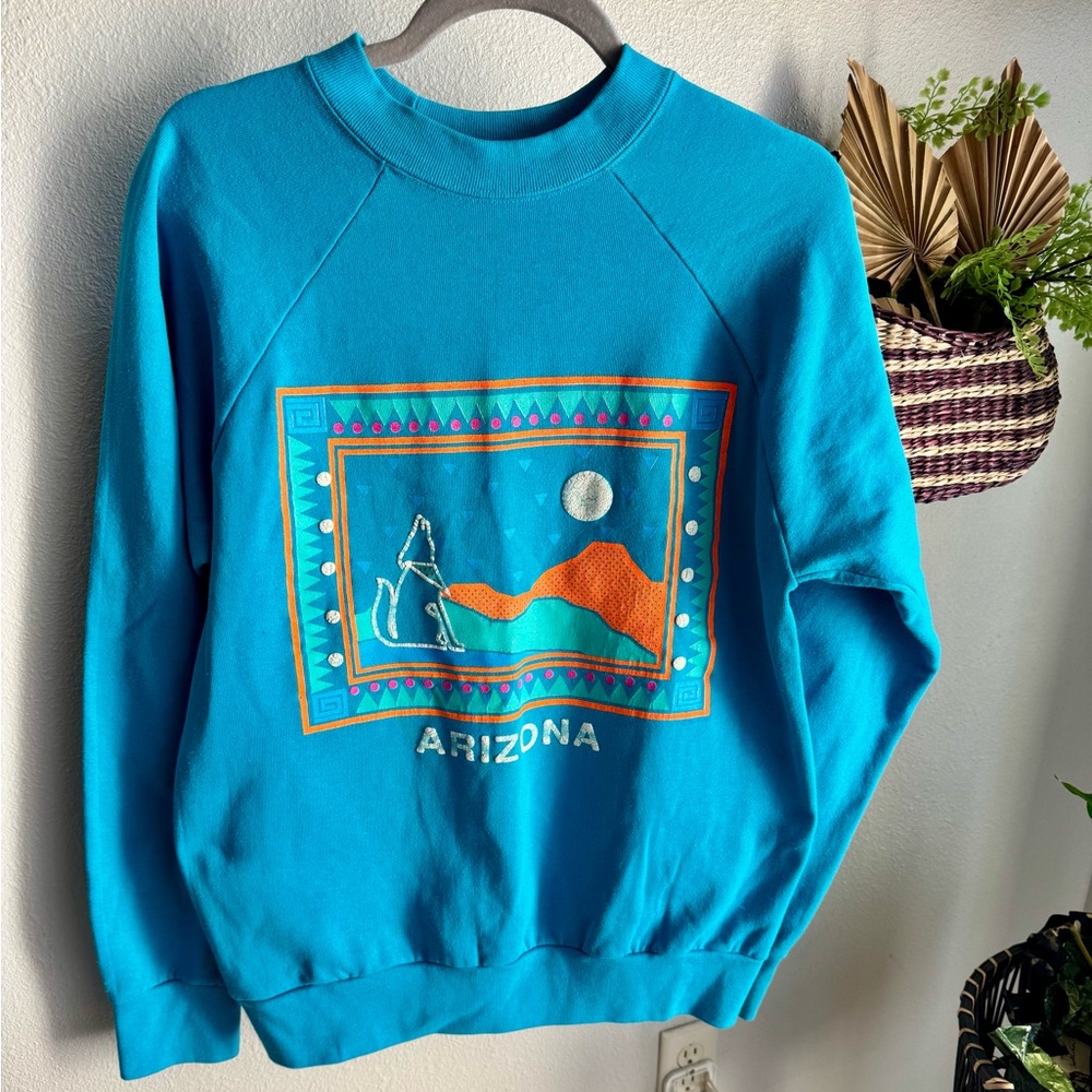 VTG! Arizona Teal Blue Crewneck. Size L